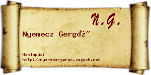 Nyemecz Gergő névjegykártya